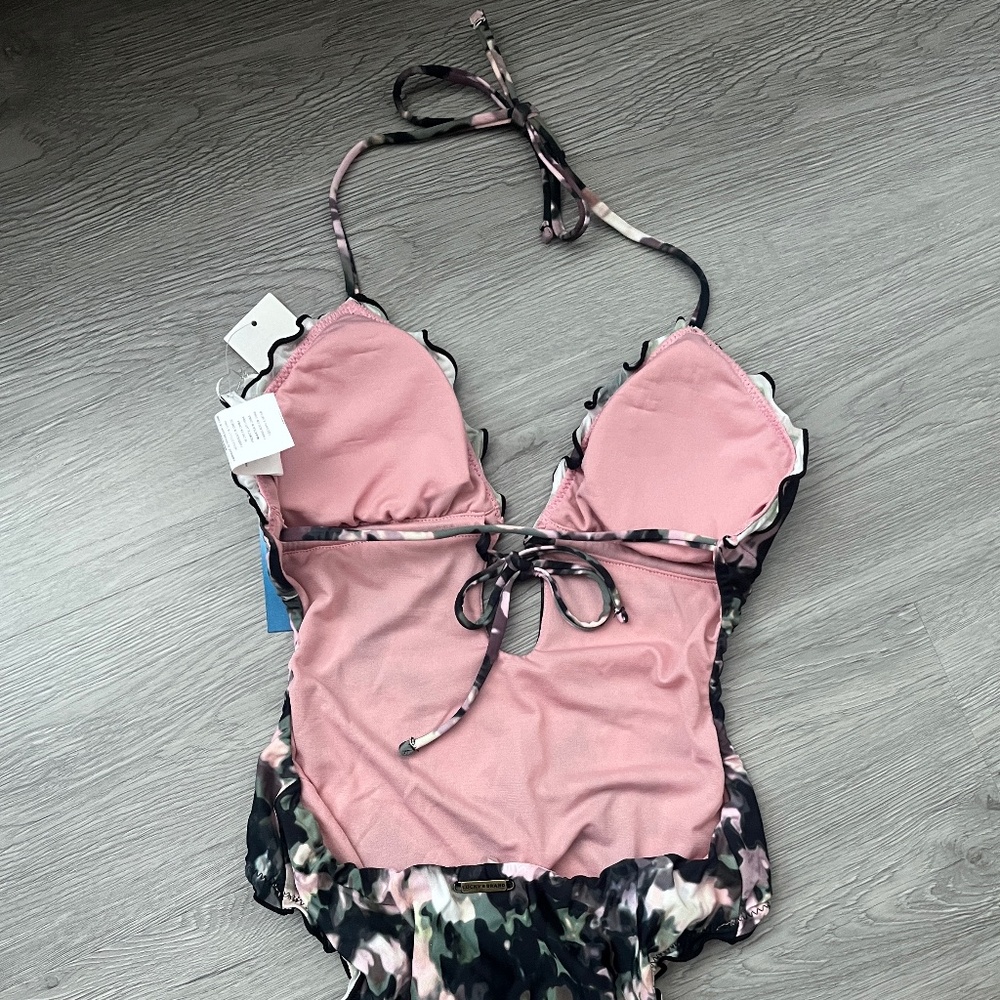 (NWT) Lucky Brand Smokescreen Monokini One-Piece Swimsuit Size XS - Picture 4 of 12